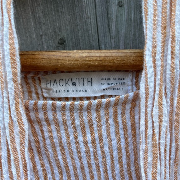 Hackwith Design House 100% Cotton Stripe Gathered Midi Dress XS/S - Picture 4 of 8